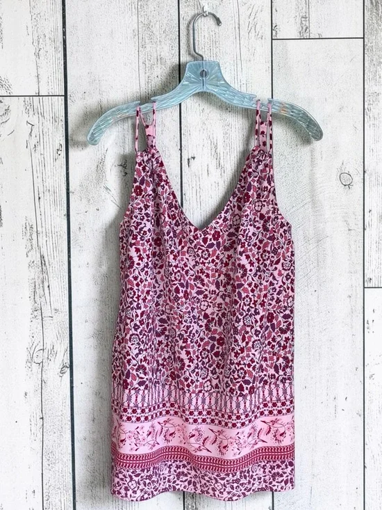 Cabi Pink Floral Tank Top XL Adjustable Straps Boho Lightweight Blouse - Picture 9 of 10